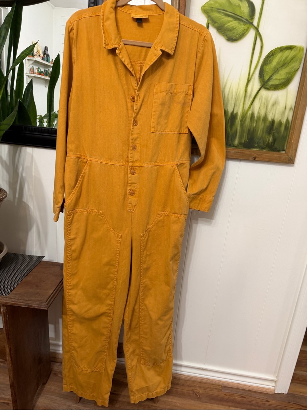 Universal Thread Mustard Yellow Women's Boyfriend Jumpsuit
